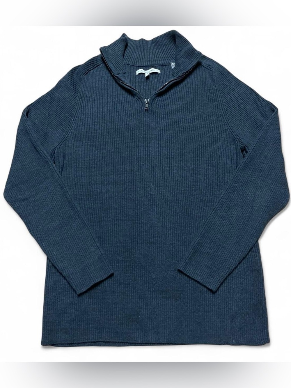 Mens Quarter Zip Size M Blue Black 1/4 Zip Stretch Business Casual